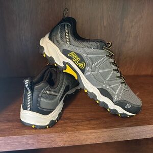 Fila Gray and Yellow Trail Sneakers with Rugged Outsole